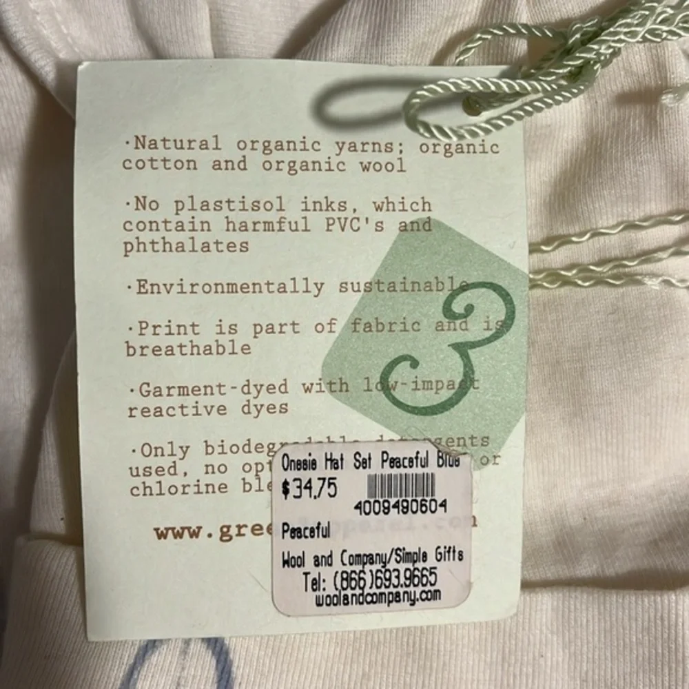 Peaceful Baby Bodysuit Hat Set Organic Cotton, Blue Grey Peace Sign adorable NWT